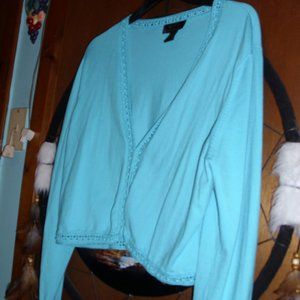 light weight sweater . size xl aqua color. beads